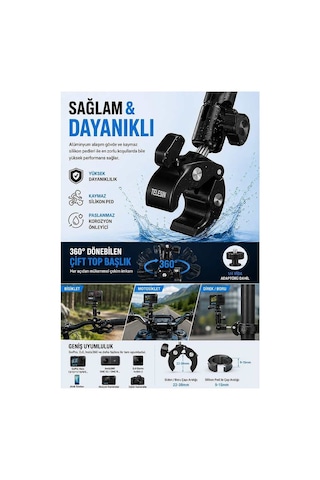 Motosiklet Bisiklet Gidon Kamera Montaj Metal Si 360 Döner Metal Tutucu Evimdeyokyok