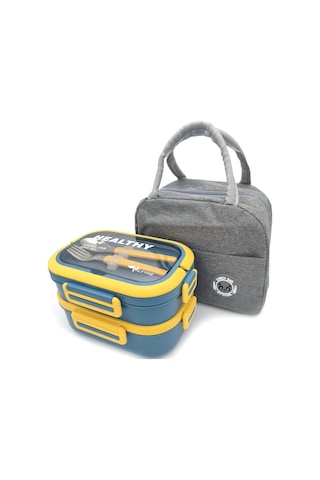 Valkyrie 304 Çelik Bölmeli Lunch Box Seti Termal Çantalı, Bölmeli, Çatal Kaşıklı, Sızdırmaz Yemek Kabı Sarı-yeşil Yeşil