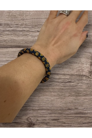 Chichibeads El Yapımı Papatya Desenli Bohem Bileklik Lacivert