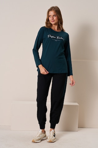 Kadın Penye Uzun Kol Pijama Takımı 3199 Petrol Petrol