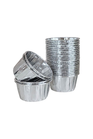 25 Adet Kağıt Muffin Kek Cupcake Sufle Kapsülü Silver