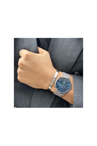Lunarie Dw Model Gümüş Renk Klasik Çelik Kelepçe Bileklik