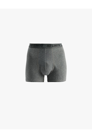 Koton Baskılı Bel Detaylı Pamuklu Basic 3'lü Boxer Seti Gri Melanj 6slm90033mk