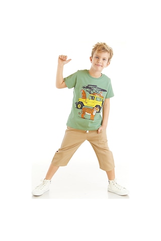 Denokids Mshb&g Safari Erkek Çocuk T-shirt Gabardin Kapri Takım Çok Renkli