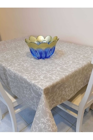 Elyaflı Pvc Muşamba - Desenli Silinebilir Masa Örtüsü 02mrl203c Gri