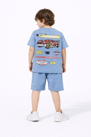 Miniko Kids Erkek Çocuk Hot Wheels Modelli Pamuk Şortlu Takım Mavi