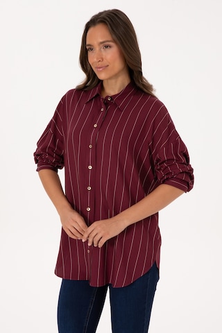 U.S. Polo Assn. Kadın Bordo Çizgili Uzun Kollu Gömlek 50308768-VR177