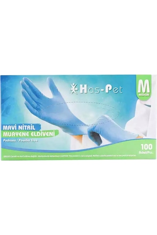 Pudrasız Mavi Nitril Eldiven Medium Haspet 100lü