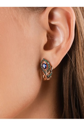 Lamponi 925 Ayar Gümüş Elmas Ve Safir Zambak Küpeleri İncirimlı 291819426 Altın