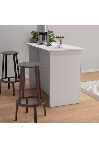 Umg Mobilya 120lik Benzila Ada Mutfak Siyah Kulplu, Mutfak Adası, Kahve Köşesi, Çok Amaçlı Dolap Beyaz