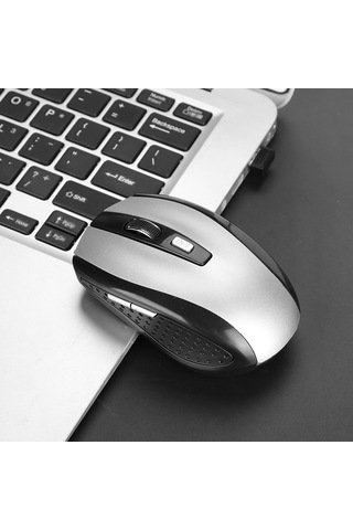 Yaozixa Gümüş Ergonomik Kablosuz Fare - 2.4g, 800-1600 Dpı Ayarlanabilir, 10m Alıcı, 6 Tuşlu, Optik Konumlandırma Pil Yok