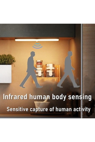 Beyaz Usb Şarj Edilebilir Lamba Led Gece Lambası Hareket Sensörlü Led Işık Mutfak Dolap Dolap Aydınlatması 22cm/32cm/52cm Alüminyum Led'ler 12cm Beyaz