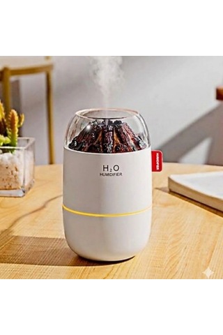 Aydınlatmalı Ortam Nemlendirici 280 Ml Ahşap Odun Ateşi Tasarımlı Ultrasonik Hava Nemlendirici Ve Aroma Difüzör Soğuk Buhar Makinesi Led