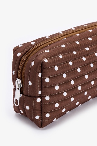 Penti Koyu Kahverengi Polka Makyaj Çantası