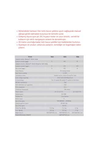 W80 Kablosuz Havuz Robotu 8 Saat Kesintisiz Çalışma Süresi