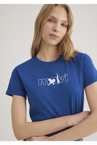 Mavi - Mavi Kedi Logo Baskılı Mavi Tişört 1611478-32213 Mavi