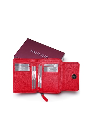 Sanline Sanlıne 2768 Hakiki Deri Kadın Cüzdan - Kırmızı