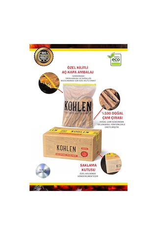 Kohlen Doğal Çam Çırası - Şömine, Mangal Ve Soba Için Hızlı Tutuşturucu 2 Kğ Çok Renkli