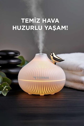 H12 Beyaz Ultrasonik Gece Lambalı Hava Nemlendirici Dekoratif Buhar Makinesi (İthalatçı Garantili)