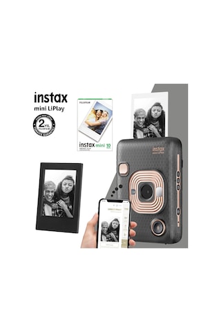 Fujifilm Instax Mini Liplay Hybrid Elegant Fotoğraf Makinesi + 10'lu Mini Film + Çerçeve Siyah