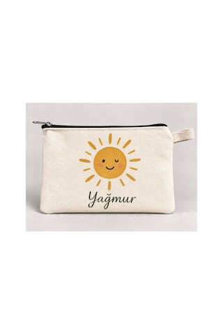 Kişiye Özel Gülümseyen Güneş Baskılı Fermuarlı Kalemlik 20x10 Cm Kalem Kutusu Çok Renkli