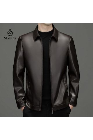 Yeni Bol Günlük Hafif Deri Ceket Kahverengi