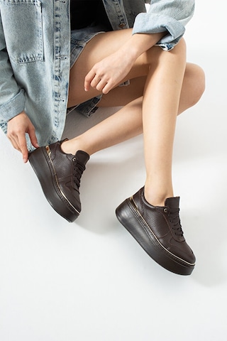 Dericia Shoes Nica Hakiki Deri Kadın Günlük Rahat Sneaker Ayakkabı Kahverengi