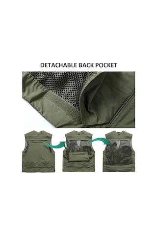 Artfulabode Yeşili Yelek, V-yaka, Tutma Sansız Ordu Kamp İş İçin. Hava, Erkek Fonksiyonel Cep Balık Açık Haki