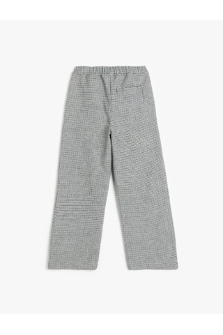 Koton Cep Detaylı Pileli Ekoseli Bol Paça Pantolon Mavi Desenli 5wkg40098aw Mavi Desenli Mavi