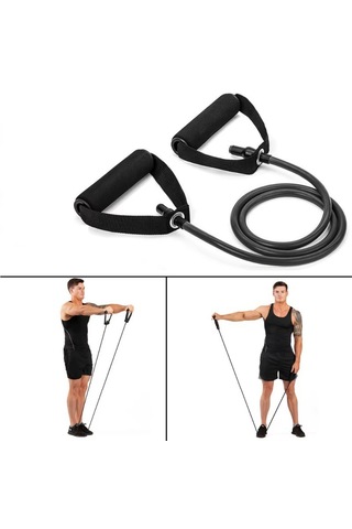 Siyah Resistance Tube Cord - Çift Köpük Saplı Kuvvet La...