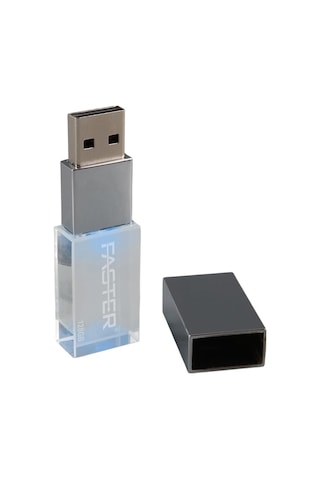 Faster 128 Gb Mimi Serisi Usb 3.0 Yüksek Hızlı Mavi Işıklı Metal Flash Bellek