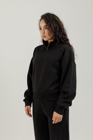 Airlife Bolder Fz.7 Yarım Fermuarlı Kadın Dik Yaka Sweatshirt Siyah