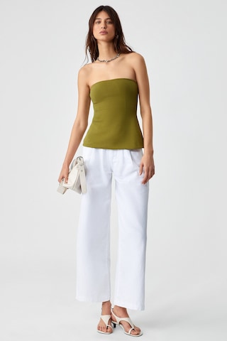 Grımelange ORIANA Kadın Slim Fit Straplez Yeşil Bluz