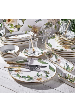 Fecra Floranda 35 Parça Gold Fileli Kahvaltı Seti Beyaz