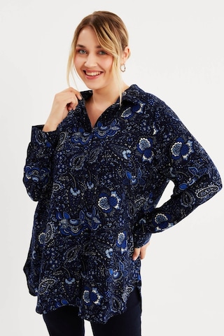 Uzun Kollu Gömlek Tunik-lacivert Lacivert