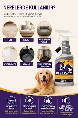 Urine Off Köpek İdrar Kokusu Ve Lekesi Giderici Enzimatik Temizleyici Sprey 500 Ml