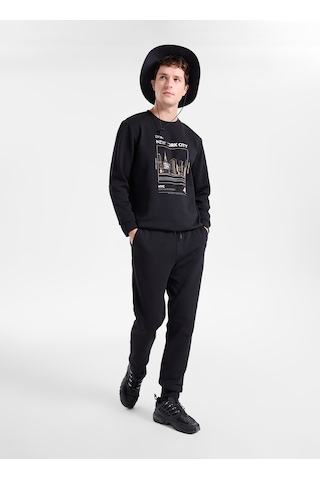 National Geographic N6wm-ea4120 Siyah Erkek Relaxed Yan Cep Fermuarlı Süprem Sweatpant