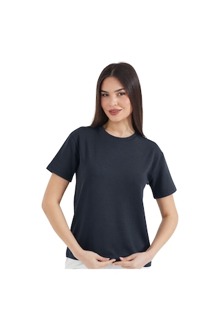 Thiff Gymwear Kadın Modal Kumaş Kısa Kolu Basic Tişört Antrasit
