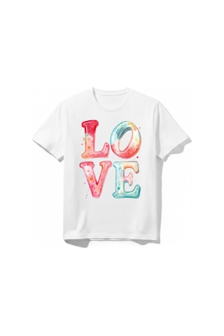 Urbantrendstore Love Temalı Unisex Kız Çocuk Erkek Çocuk Bisiklet Yuvarlak Yaka Basic Kısa Kollu %100 Pamuk Tişört Beyaz