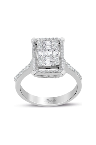 0.80 Ct Modern Tasarım Baget Kare Tektaş Yüzük