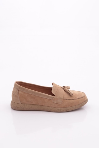 Dgn Ml5604-1 Kadin Loafer Ayakkabi Bej Süet