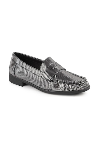 Mamma Mia Kadın Loafer Günlük Simli Metalik Slip-on Klasik Anne Ayakkabısı 26y-7365 Siyah