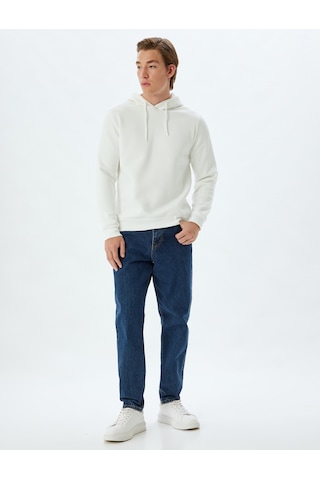 Koton Kapşonlu Sweatshirt Basic Pamuk Karışımlı Beyaz 5wam70001mk Beyaz