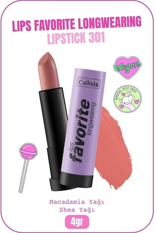 Callista Lips Favorite Longwearing Lipstick Ruj 301 Serving Looks - Pembe