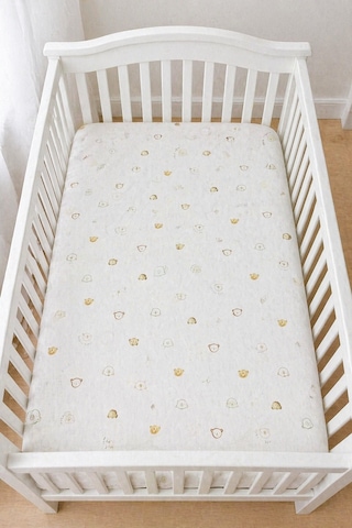 Pamuklu Penye 70x140 Lastikli Bebek Çarşafı Lastikli Beşik Çarşafı Bebek Çarşafı Ayıcık