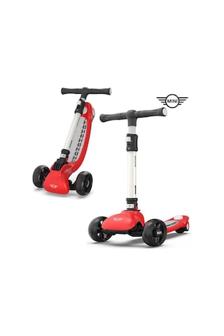 Lisanslı 3 Tekerlekli Katlanabilir Ayarlanabilir Işıklı 50 Kg Taşıma Kapasiteli Scooter Kırmızı