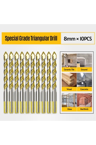 Xindoker 8mm Karbür Matkap Uçları 10'lu Set - Çelik Ve Beton Delme İçin Yüksek Kalite