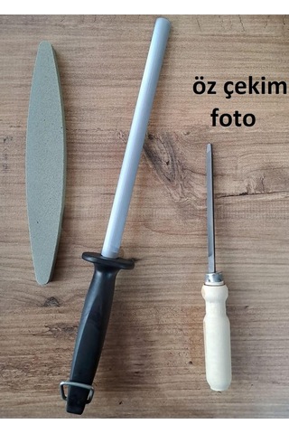 Masat Eğe Bileme Taşı 3lü Set Bıçak Satır Nacak Balta Bileme Seti