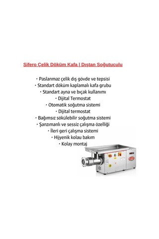 Çağdaş No 32 Dıştan Soğutmalı Sifero Çelik Kıyma Makinesi 220v