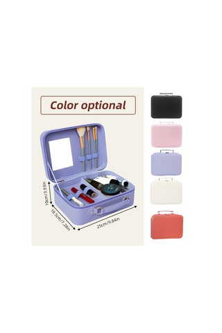 Moveevo Aynalı Seyahat Makyaj Çantası - Bölmeli Kozmetik Makyaj Tren Çantası Su Geçirmez Pu Kabuk İçin